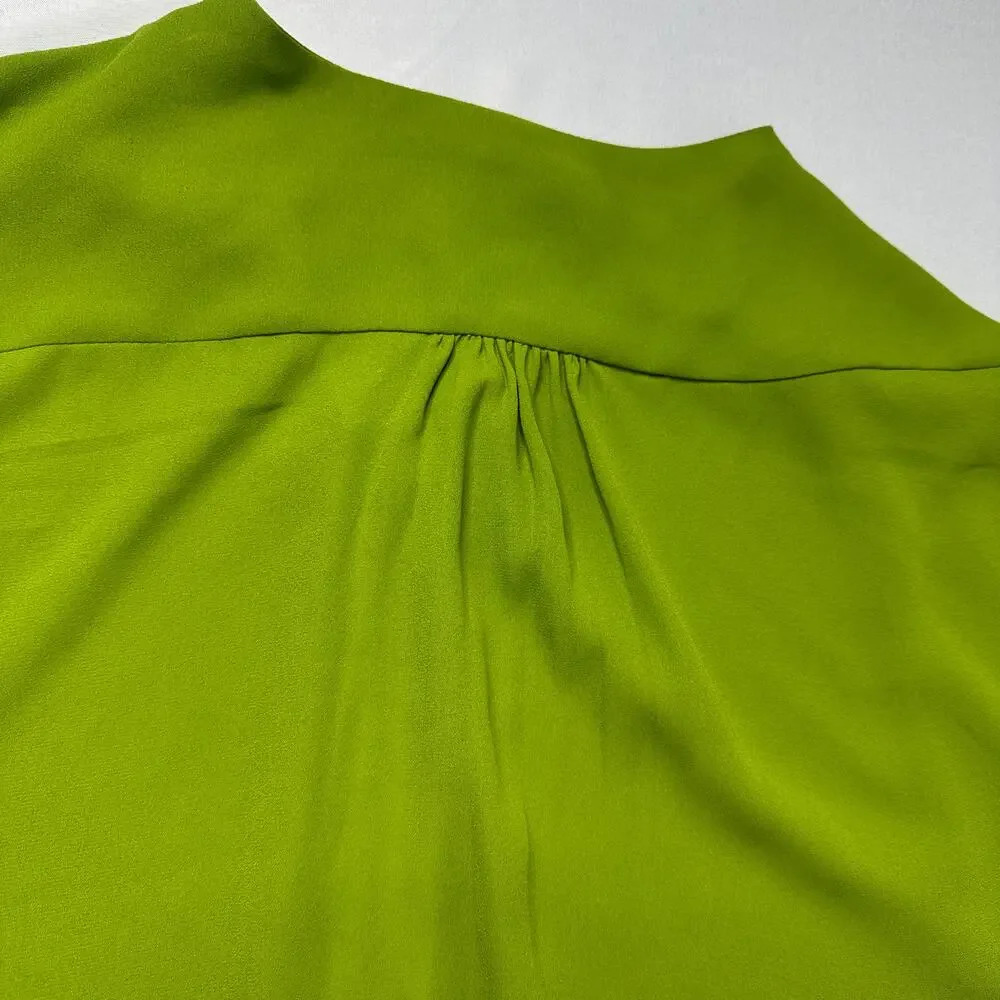 Carmen Marc Valvo Woman Green Blouse 3X Minimalist Zip Front Top - Picture 11 of 13